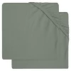 Jollein Jersey Laufgitter Spannbettlaken 2er-Pack Ash Green 75x95 Cm
