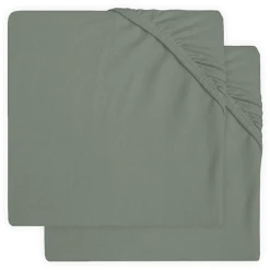 Jollein Jersey Laufgitter Spannbettlaken 2er-Pack Ash Green 75x95 Cm