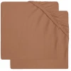 Jollein Jersey Laufgitter Spannbettlaken 2er-Pack Caramel 75x95 Cm