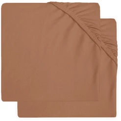 Jollein Jersey Laufgitter Spannbettlaken 2er-Pack Caramel 75x95 Cm
