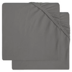 Jollein Jersey Spannbettlaken 2er-Pack Storm Grey 60x120 Cm