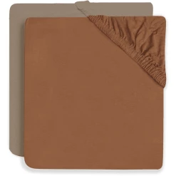 Jollein Jersey Spannbettlaken 60x120cm 2-er Pack Caramel/Biscuit