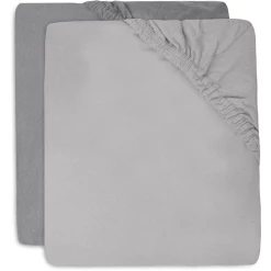 Jollein Jersey Spannbettlaken 60x120cm 2-er Pack Soft Grey