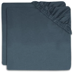 Jollein Spannbettlaken Wiege Jersey 40/50x80/90cm 2-er Pack Jeans Blue