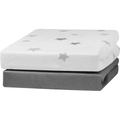 Urra Jersey Spannbettlaken 2er-Pack 70 X 140 Cm Grau/Sterne Grau